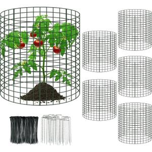 6 Packs 12"x 12" Large Wire Plant Protectors from Animals,Plant Cages for Outdoor Plants,Plant Covers from Animals with Ground Stakes and Nylon Ties Protect Plants,Shrubs,Vegetables from Animals-18PCS