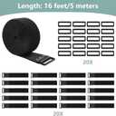 1.5In x 16Ft Cinch Straps Heavy Duty With 20 Buckles, Black Nylon Hook and Loop Straps, Reusable Long Cable Ties for Organizer or Storage
