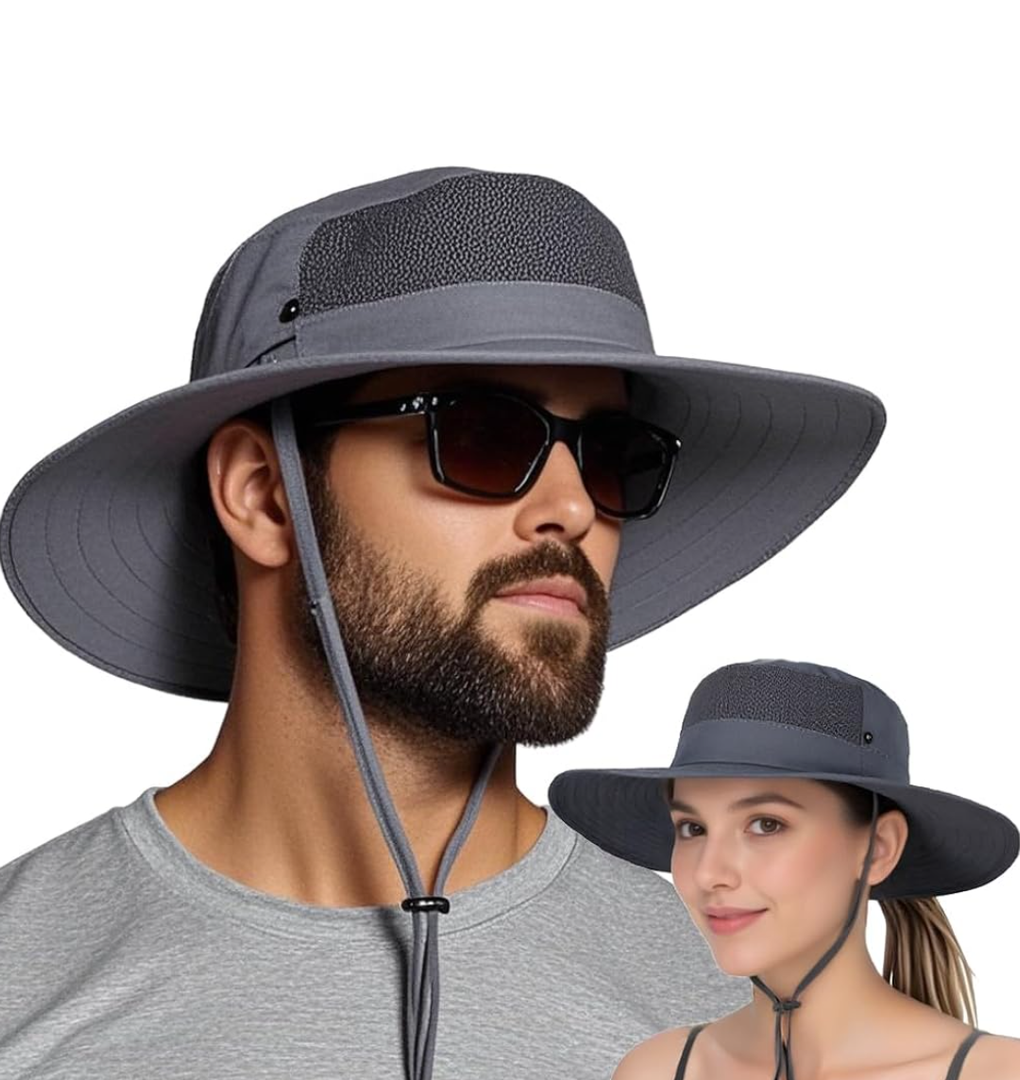 EINSKEY Sun Hats for Men Women, Wide Brim Bucket Hat UPF 50+ UV Protection Ponytail Packable Hat Fishing Hiking Beach Safari