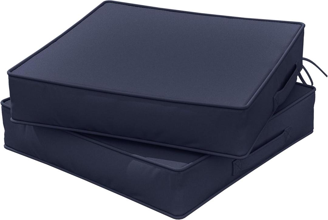 Outdoor Chair Cushions 19 X 19 X 4 Inch Patio Furniture Cushions Waterproof & Fade Resistant Outdoor Cushions for Patio Furniture with Handle & Adjustable Straps Set of 2