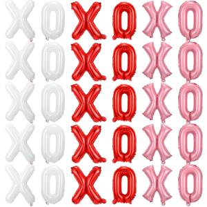 32 Pcs Valentines Day 16 Inches Xoxo Balloons Galentines Day Letter Foil Balloons Banner Decorations for Anniversary Wedding Engagement Proposal Bachelorette Party Supply(Multicolored)