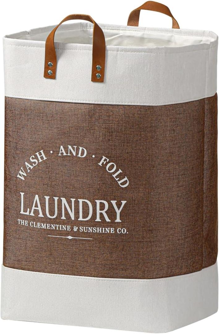 Classic, Neutral Toned, Cotton Beige or Dark Brown Laundry Basket, Perfect for Bedrooms, Bathrooms, Dorm Rooms, will complement any decor (Classic Dark Brown)