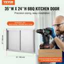VEVOR BBQ Double Door, 35W x 24H Inch Stainless Steel Flush Mount Vertical Door with Handles, for Grilling Station