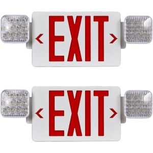 CMMZY Red Exit Sign with Emergency Light, Two Adjustable Square Head,Exit Sign with Battery Backup,Exit Signs Combo for Business,US Standards,UL Certified,120V/277V AC,2 Pack