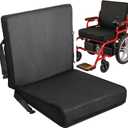 Wedge Wheelchair Seat Cushion with Backrest, High Density Foam Wheelchair Cushions Removable Cover with Zipper Adjustable Elastic Strap for Office Car Seat 16x18x2-4 Inch