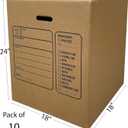 Uboxes Moving Boxes with Handles, 10 Premium Large, 18 x 18 x 24, Brown, BOXINDSLAR10