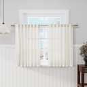 Nanspring Cream Linen Back Tab Rod Pocket Curtains 50 Inch Length for Small Short Windows 2 Panels Set Neutral Modern Farmhouse Window Curtain Privacy Semi Sheer Linen Drapes Rustic Curtain 52x50 (Natural)