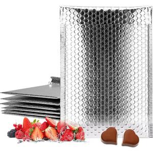 Thermal Bubble Mailer 8" x 11", Pack of 10 Insulated Mailers for Cold Shipping, Foil Mailing Envelopes, Cool Bubble Mailers, Waterproof Cold Shipping Package for Food, Perishables, Cosmetics (Silver)