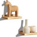 Freezing point Small Floating Shelf for Wall Set of 2 Natural Wood 8Inch Mini Wall Shelves Decor Plant Display Collectibles Mounted Kitchen Bathroom Bedroom Corner Decorative Storage Tiny Stand (8x4, Carbonized Black)