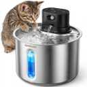 Wireless Cat Water Fountain Cordless Stainless Steel Cat Fountain Battery Operated 74oz/2.2L Rechargeable Automatic Pet Water Fountain for Cats Indoor