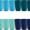 US Acrylic Newport 10 ounce Unbreakable Plastic Stackable Juice Tumblers in Coastal Colors | Set of 12 Drinking Cups | Reusable, BPA-free, Made in the USA, Top-rack Dishwasher and Microwave Safe