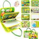 Letoya Toddler Busy Board, Farm Busy Book Montessori Toys for Toddlers, Sensory Board Learning Toy Educational Activity Books Birthday for Girls Boys, Travel Toys for Airplane Car