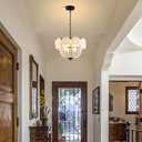 4-Lights Industrial Crystal Chandelier,Modern Glass Pendant Light Fixture,E12 Adjustable Pendant Lighting for Dining Room Living Room Bedroom (White)