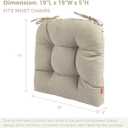 Indoor/Outdoor Tufted Seat Cushions with Ties Set of 2, 19"x19" Chair Cushions for Dining Chairs, Waterproof Overstuffed Chair Pads for Garden Patio Kitchen Home-Light Khaki
