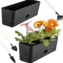 2-Pack Large Window Boxes Planters 16 Inch Rectangle Plant Box Rectangular Planters for Outdoor and Indoor Plants Plastic Windowsill Planter for Herbs Vegetable Flowers Long Window Sill Planters