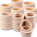 80PCS 3 inch Wooden Rings for Crafts Unfinished Macrame Wooden Rings Smooth Wood Rings Solid Natural Wood Circles Rings for Jewelry Making DIY Craft Macrame Decor