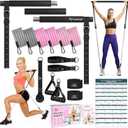 Pilates Bar Kit with Resistance Bands, Multifunctional Yoga Pilates Bar with Heavy-Duty Metal Adjustment Buckle, Portable Home Gym Pilates Resistance Bar Kit for Women Full Body Workouts (Jet Black(20/25/30lbs))