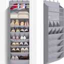 FENTEC 1 Pack Over The Door Shoe Organizer,68" Exlarge Deep Pockets Hanging Shoe Organizers, 8 Shelves Shoe Rack for Closet, Shoe Holder for Boots,Over Door Organizer in Home, RV, Dorm, Grey