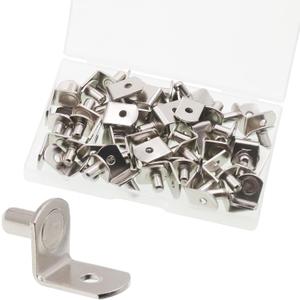 Shelf Support Pegs, 50 Pcs Shelf Pegs with Hole, 5mm (1/5 inch) Cabinet Shelf Bracket Pegs, L-Shaped Nickel Plated Shelf Pins Holders for Bookcase Kitchen Closet Shelf Shelves Furniture Cabinet
