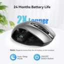 TECKNET Wireless Mouse, 2.4G Ergonomic Optical Mouse, Computer Mouse for Laptop, PC, Computer, Chromebook, Notebook, 6 Buttons, 24 Months Battery Life, 2600 DPI, 5 Adjustment Levels - Silver