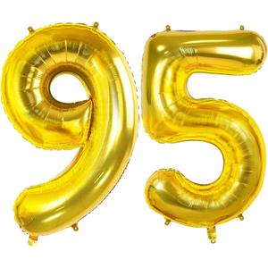 Number 95 Balloons for 95th Birthday Party Decorations, 0-100 Large No.95 Balloons for Women Men and Grandpa Grandma, 40 Inch Gold Foil Helium Balloons for 95 Year Old Anniversary Decorations