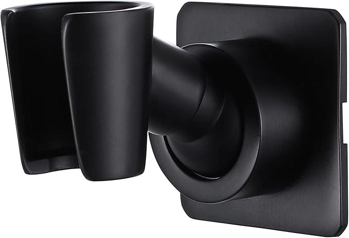 Shower Head Holder All Meta lHandheld Shower Wand Bracket Adhesive Shower Wall Mount Holder Brass Shower Spray Holder Black, Drill Free Glue Installation