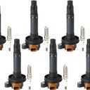 UF646 Ignition Coil Pack Iridium Spark Plugs 6PCS 2011-2017 Compatible with Ford Lincoln Explorer Expedition F150 Flex Police MKS MKT Navigator Transit Taurus V6 3.5 Replaces# C1814 DG549