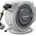 66 FT x 1/2" Retractable Garden Hose Reel by HOZEREEL, Outdoor Garden Hose Reels - Automatic Self Retract Wall Mount Hose Reel Enclosed Storage, Any Length Lock, 10 Pattern Nozzle-Grey