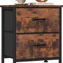 Sweetcrispy Night Stand with 2 Fabric Storage Drawers, Bedside Table, Brown, 11.8"D x 18"W x 20"H , 1 Pack