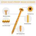 Deck Screws 1-1/2 Inch, Wood Screws #81-1/2, 200 Pcs, Tan Rust Resistant Epoxy Coated, Outdoor Decking Screws, Torx/Star Drive Head Deck Screw, T25 Star Bit Included, for Timber, Fence