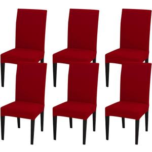 JQinHome 6 Pcs Dining Chair Slipcover,High Stretch Removable Washable Chair Seat Protector Cover for Home Party Hotel Wedding Ceremony (Red)