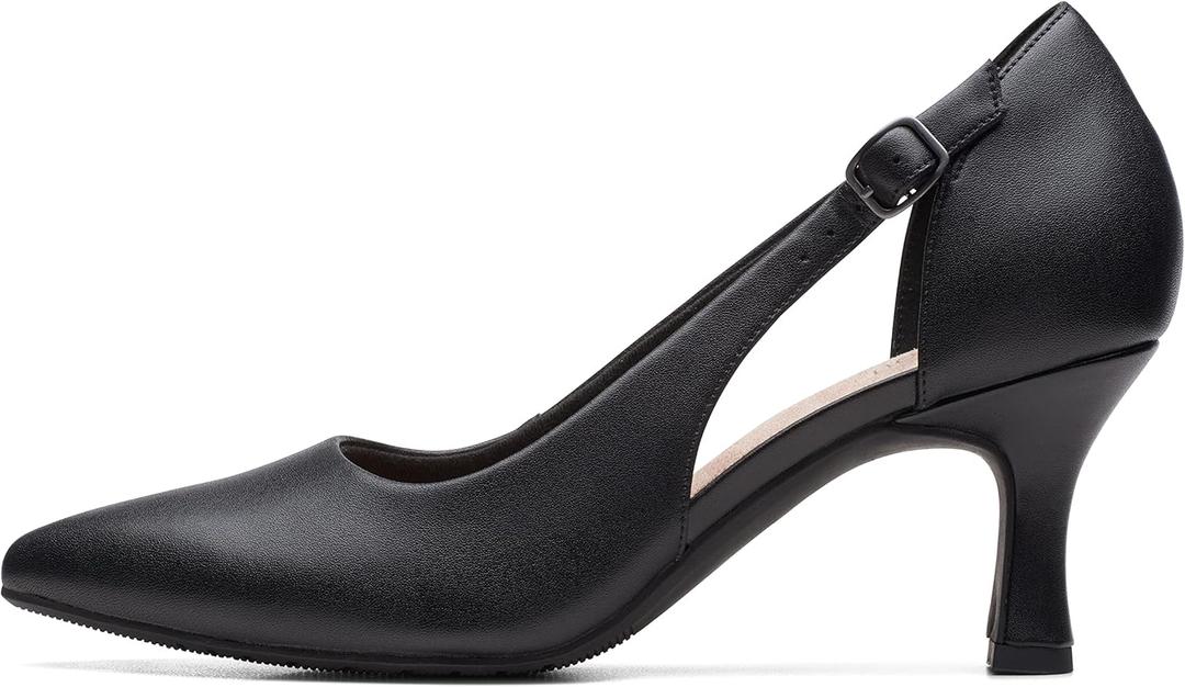 Clarks Women's Kataleyna Rae (6.5 Wide, Black Leather)