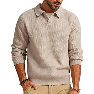 PJ PAUL JONES Mens Sweater V Neck Pullover Sweater Long Sleeve Cable Knit Textured Sweater (Beige, S)