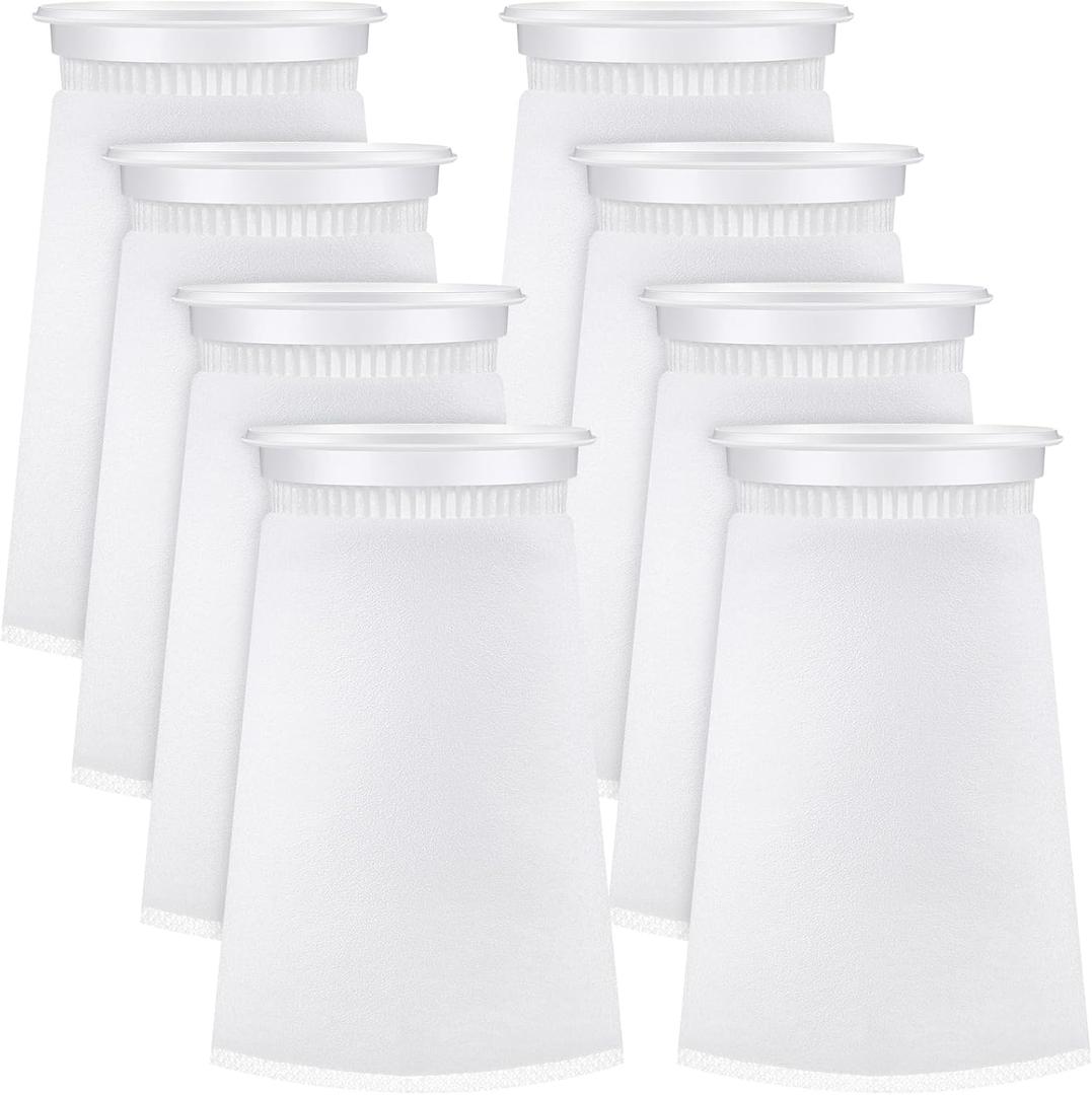 Jecery 8 Pcs 4 Inch Aquarium Filter Socks, 200 m Ring Felt Filter Bags 4 x 8 inches Sump Socks for Saltwater Aquarium Fish Tank Freshwater