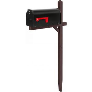 Colingmill Mailbox and Post Combo, Brown Wooden Mailbox Post for Outdoor Home Yard Classic Style