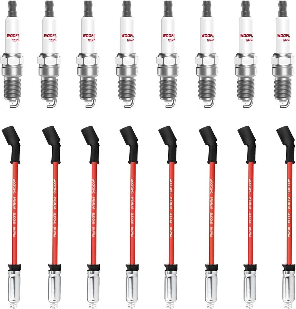 41-114 Iridium Spark Plugs and Wires Set for Chevy 5.3L 6.2L 4.8L 6.0L, 2014-2024 SparkPlugs Compatible with GMC Yukon Sierra Silverado 1500 Suburban Tahoe 12622441