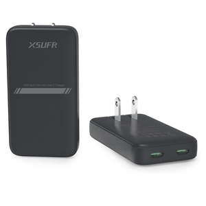 45W USB Wall Charger,Flat Wall Charger,Dual USB C with PD 3.0 & GaN,Folding USB Wall Plug for Traveling,Fast Charging for Laptops,Phones,Support Super Fast Charging for Samsung Galaxy, Black 2C