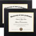 upsimples 11x14 Diploma Frame Certificate Degree Document Frame with High Definition Glass, 8.5 x 11 with Mat for Wall and Tabletop, Black, 2 Pack
