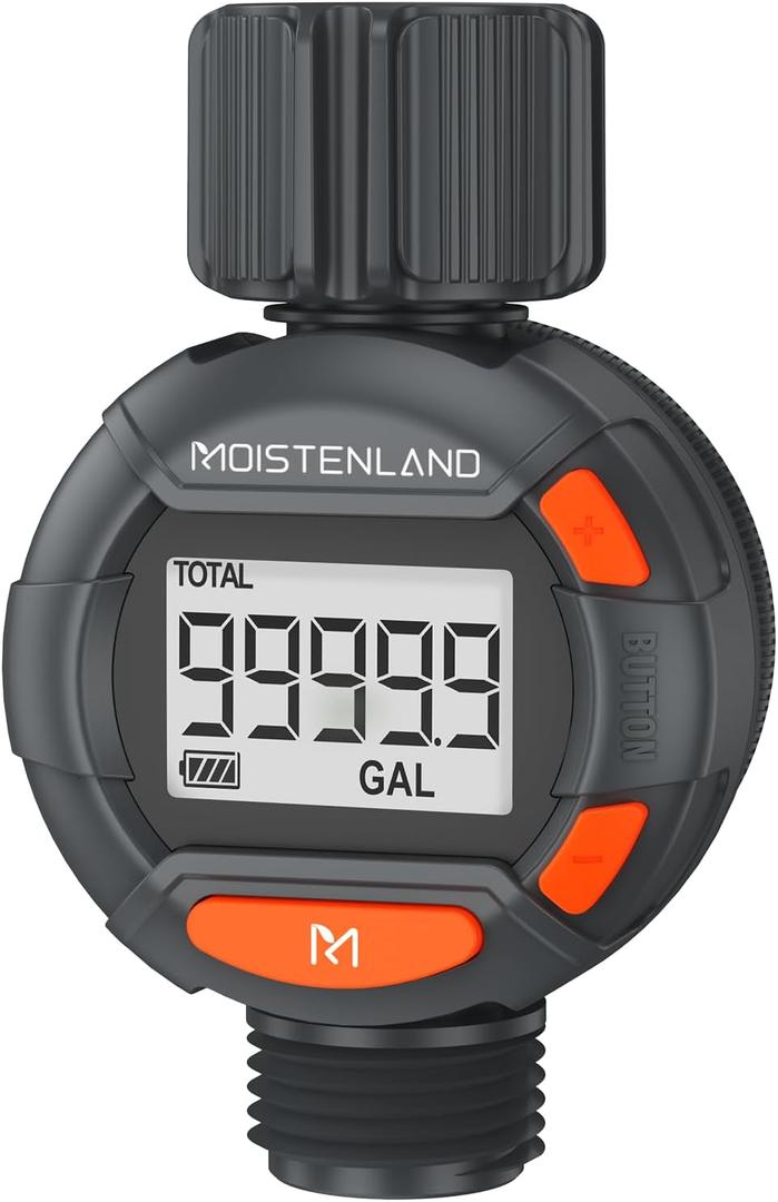 Moistenland Water Flow Meter, Water Meter, Standard 3/4" Thread, High Accuracy and IP6X Waterproof, Perfect for Garden Hose/RVs