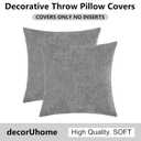 ВecorUhome Chenille Dark Grey Throw Pillow Covers 16x16 Inch Set of 2, Decorative Soft Couch Pillow Covers Solid Dyed Accent Velvet Farmhouse Neutral Square Pillow Cases for Sofa Bed Living Room