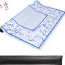 TIASUSAN Large Blue Mahjong Mat (31.5 x 31.5) with Black Carrying Bag, Anti-Slip, Noise-Reducing Table Cover for Mahjong, Poker, Board Games, Dominoes, and Card Games