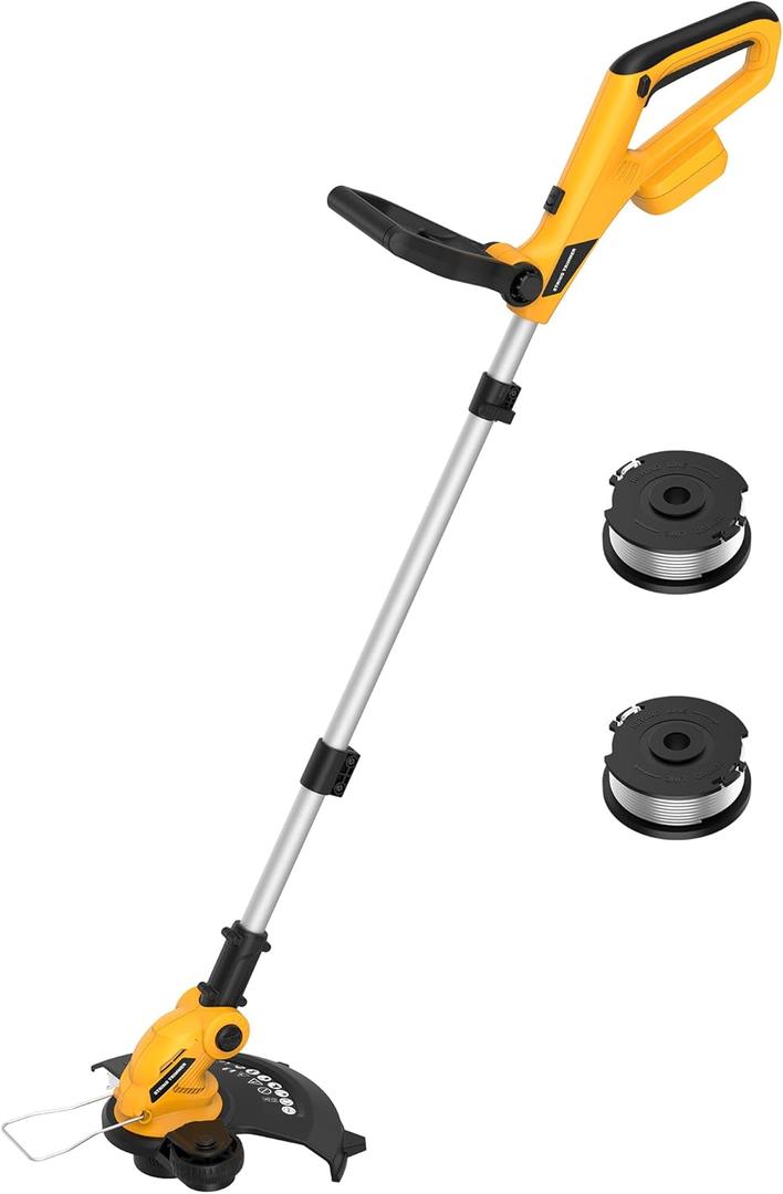 3 in 1 Cordless String Trimmer (No Battery) Compatible with Dewalt 20V Max Battery, 12" Electric Weed Wacker with Auto Line Feed, Foldable Weed Eater/Edger Trimmer/Mower for Yard Garden, Grass Trimmer (Yellow)