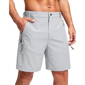 Men's Hiking Cargo Shorts Lightweight Outdoor Work Travel Golf Camping Casual with 5 Zipper Pockets, Large