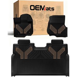 Premium Color TPE Floor Mats for Ford F-150 2015-2026 | Saddle Brown Wing Design| F150 Lightning 2022-2025 SuperCrew (Rear w/o Fold Flat Storage) | Heavy Duty Car Carpet All-Weather Protection