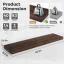 RICHFOCUS Elm Floating Shelves for Wall - 40" W x 9.3" D Rustic Solid Wood Shelves with Invisible Bracket, Wall-Mounted for Living Room, Bedroom, Kitchen Storage & Display, Set of 2, Walnut
