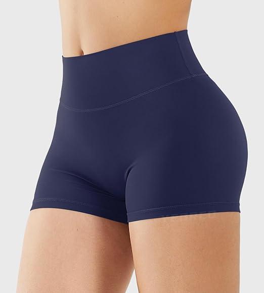 Women's Biker Shorts 2.5" No Front Seam Elysina High Waist Hidden Scrunch Workout Gym Yoga Running Shorts Small-Medium