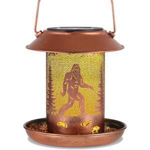 Bird Feeders for Outdoors Solar Lanterns Outdoor Waterproof Bigfoot Hanging Garden Decor Birthdays for Women Mom Metal Solar Decoration Outside for Yard, Patio, Lawn(Sasquatch Pattern)