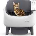 Open-Top Self Cleaning Litter Box, Automatic Litter Box with Dual Safety Sensors, Anti-Pinch Protection, Large Capacity, APP Control, White-Grey, 21.6"L x 20"W x 21"H