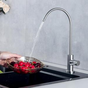 Drinking Water Faucet, RO Faucet Fits Most Reverse Osmosis and Water Filtration System for Kitchen SUS304 Stainless Bar Sink Faucet Brushed Nickel Non-Air Gap