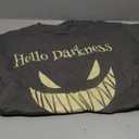 Hello Darkness My Old Friend Scary Pumpkin T-Shirt (Small, Black)